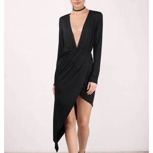 Tobi Black Plunging Deep V Wrap Dress XS
